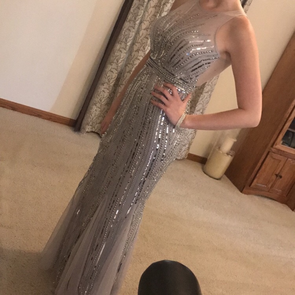 Champagne beaded prom dress - Picture 4 of 4